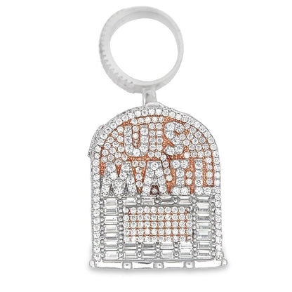 .925 Silver 3D US Mail Box Baguette CZ Iced Out Pendant