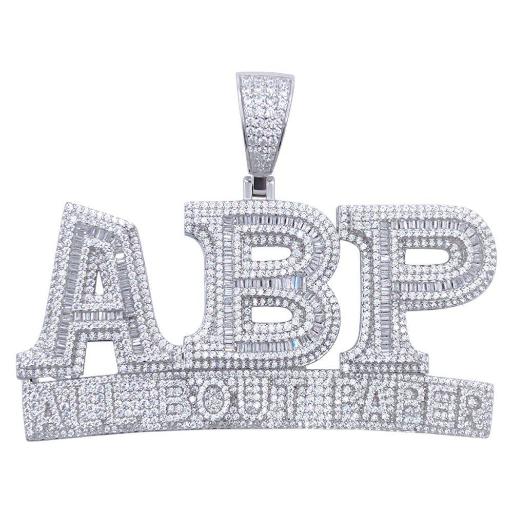 .925 Silver ABP All Bout Paper Baguette VVS CZ Iced Out Pendant