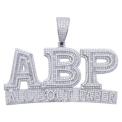 .925 Silver ABP All Bout Paper Baguette VVS CZ Iced Out Pendant