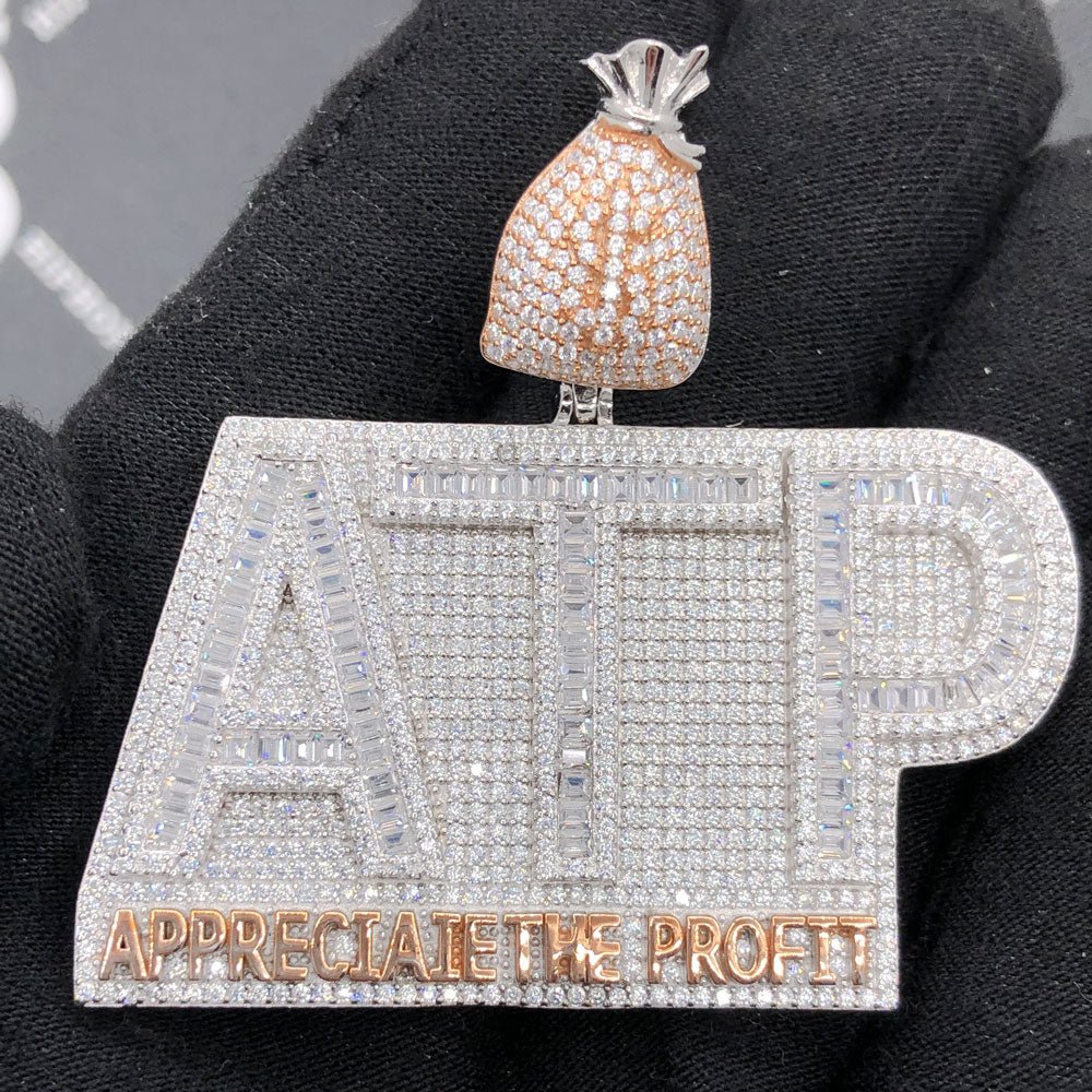 .925 Silver ATP Appreciate the Profit Baguette VVS CZ Iced Out Pendant