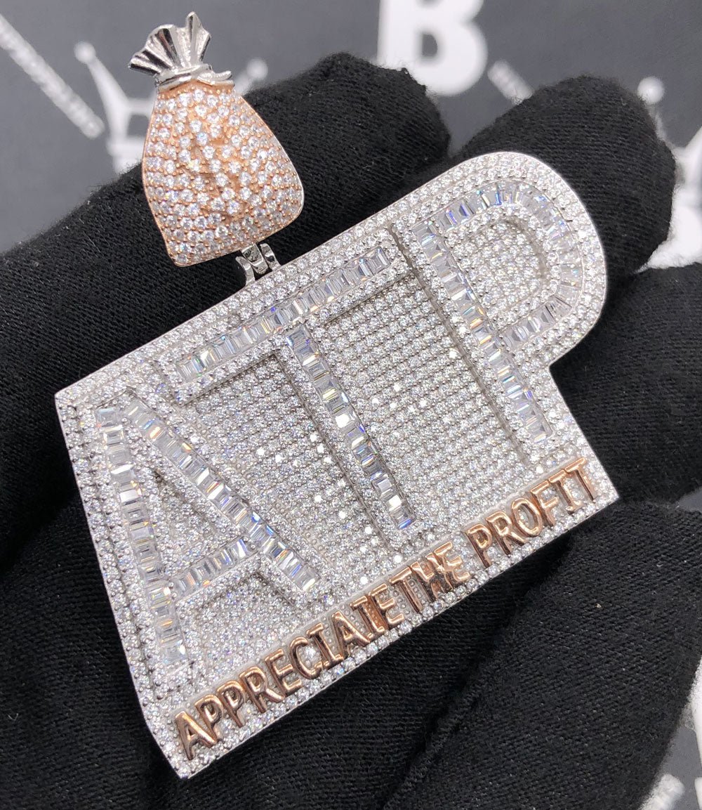 .925 Silver ATP Appreciate the Profit Baguette VVS CZ Iced Out Pendant