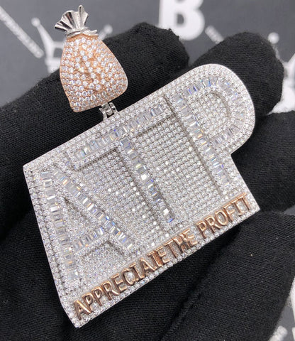 .925 Silver ATP Appreciate the Profit Baguette VVS CZ Iced Out Pendant