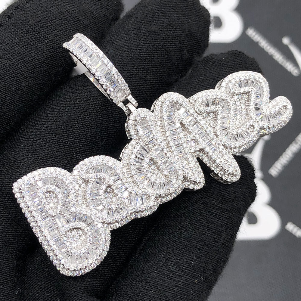 .925 Silver BadAzz Baguette VVS CZ Iced Out Pendant