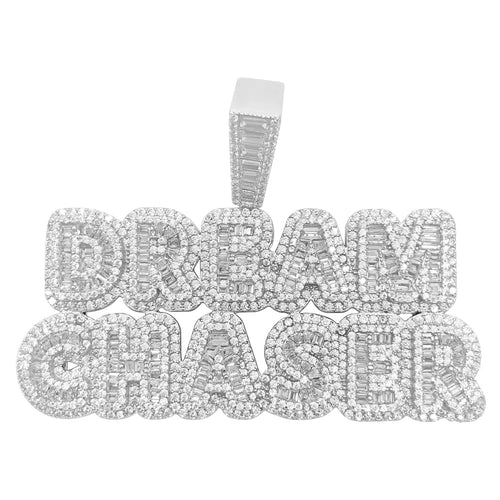 .925 Silver Baguette DREAM CHASER VVS CZ Iced Out Pendant