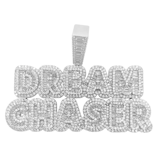 .925 Silver Baguette DREAM CHASER VVS CZ Iced Out Pendant