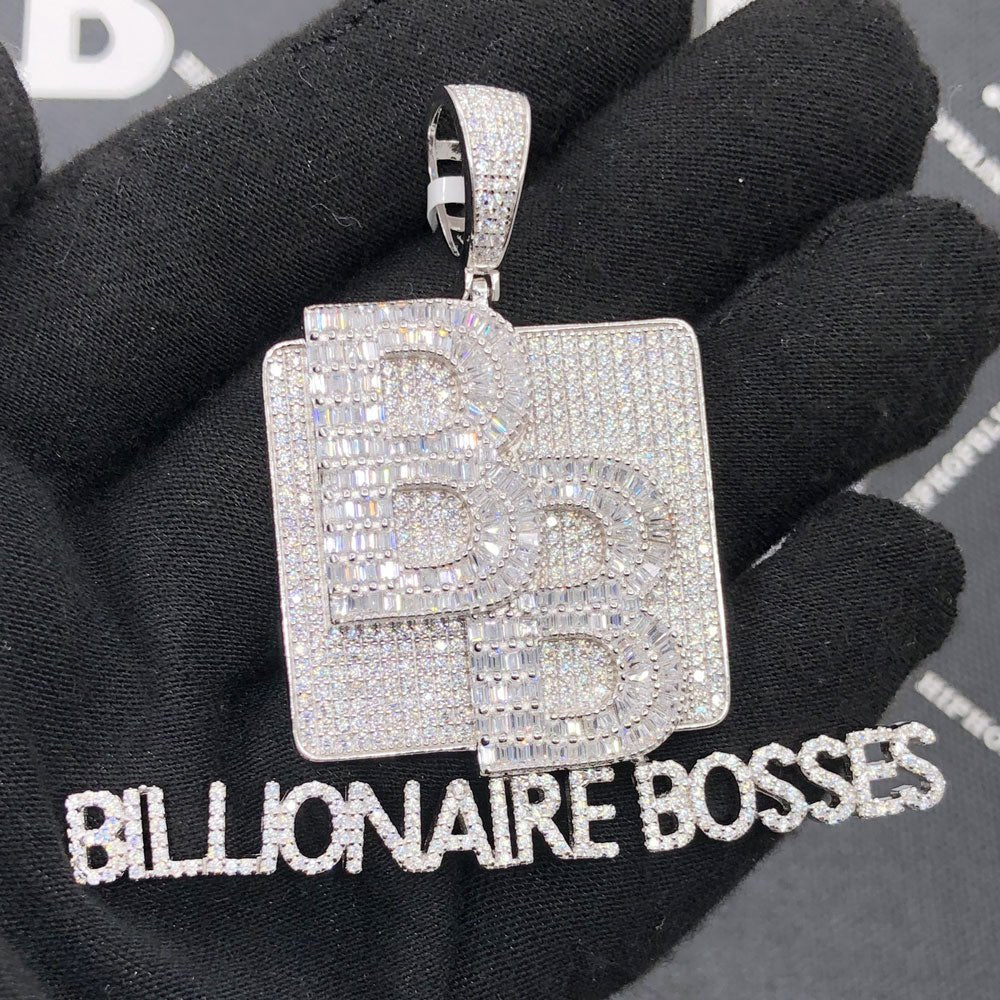 .925 Silver Billionaire Bosses Baguette VVS CZ Iced Out Pendant