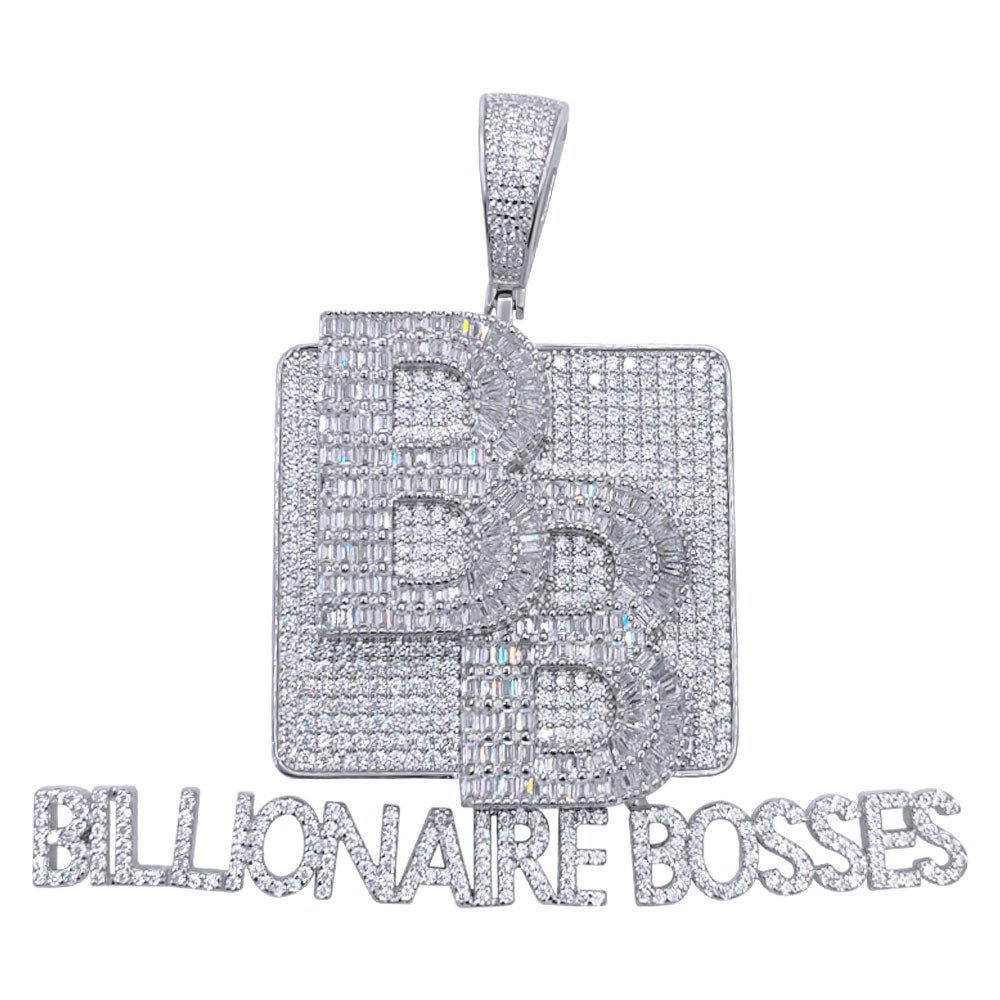 .925 Silver Billionaire Bosses Baguette VVS CZ Iced Out Pendant