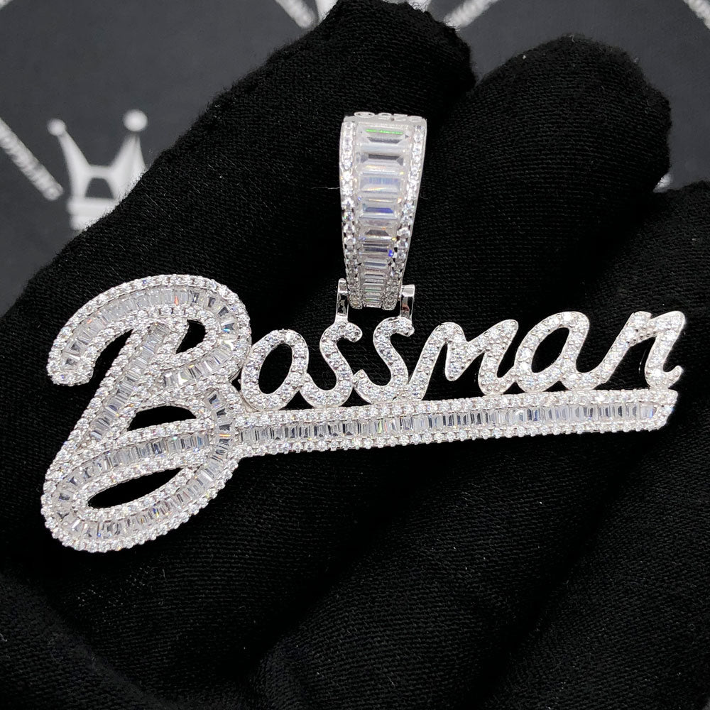 .925 Silver Bossman VVS CZ Iced Out Pendant