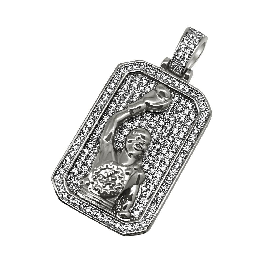 .925 Silver Boxing Champion CZ Bling Bling Pendant