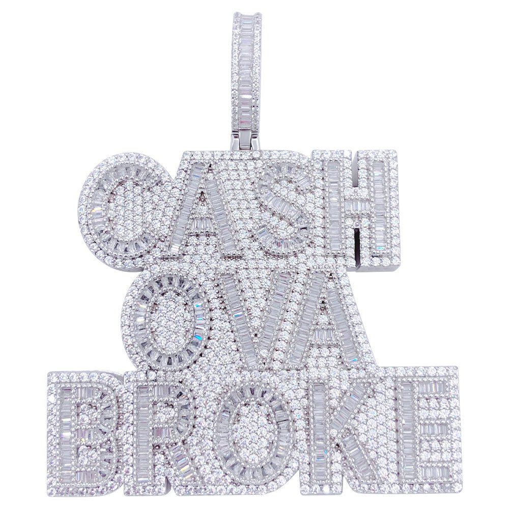 .925 Silver CASH OVA BROKE VVS CZ Iced Out Pendant