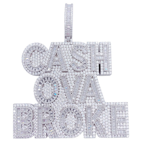 .925 Silver CASH OVA BROKE VVS CZ Iced Out Pendant