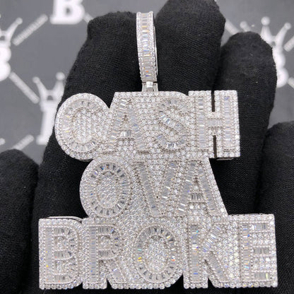 .925 Silver CASH OVA BROKE VVS CZ Iced Out Pendant