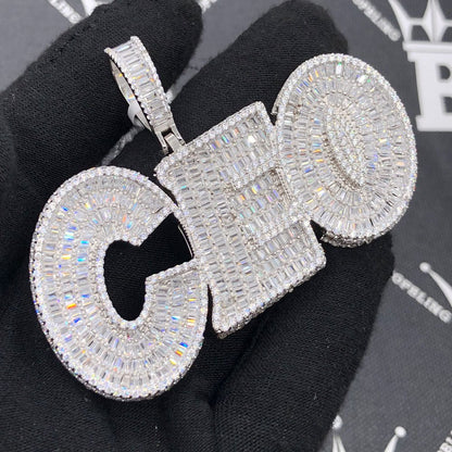 .925 Silver CEO 3D Baguette VVS CZ Iced Out Pendant