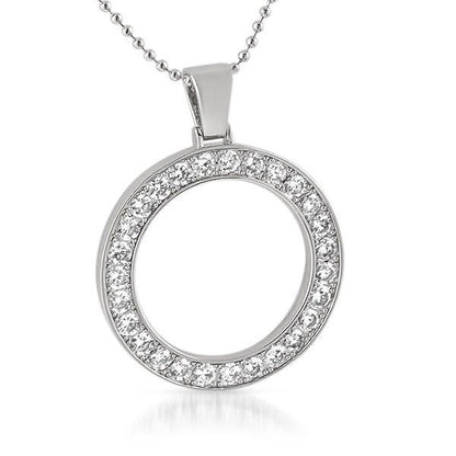 .925 Silver Circle 41MM Bezel CZ Bling Bling Pendant