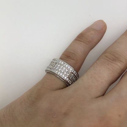 .925 Silver Eternity Band Flathead CZ Rhodium Bling Bling Ring