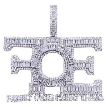 .925 Silver FOE Family Over Everything Baguette VVS CZ Pendant