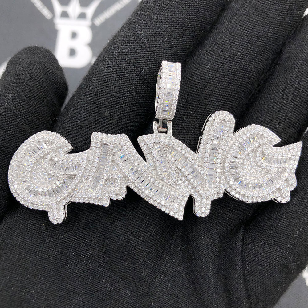 .925 Silver GANG Baguette VVS CZ Iced Out Pendant