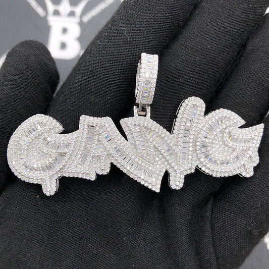 .925 Silver GANG Baguette VVS CZ Iced Out Pendant