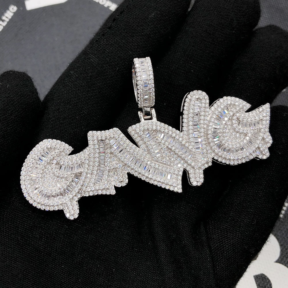 .925 Silver GANG Baguette VVS CZ Iced Out Pendant