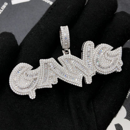 .925 Silver GANG Baguette VVS CZ Iced Out Pendant