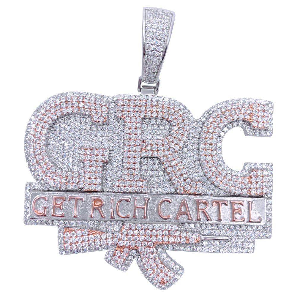 .925 Silver Get Rich Cartel VVS CZ Iced Out Pendant