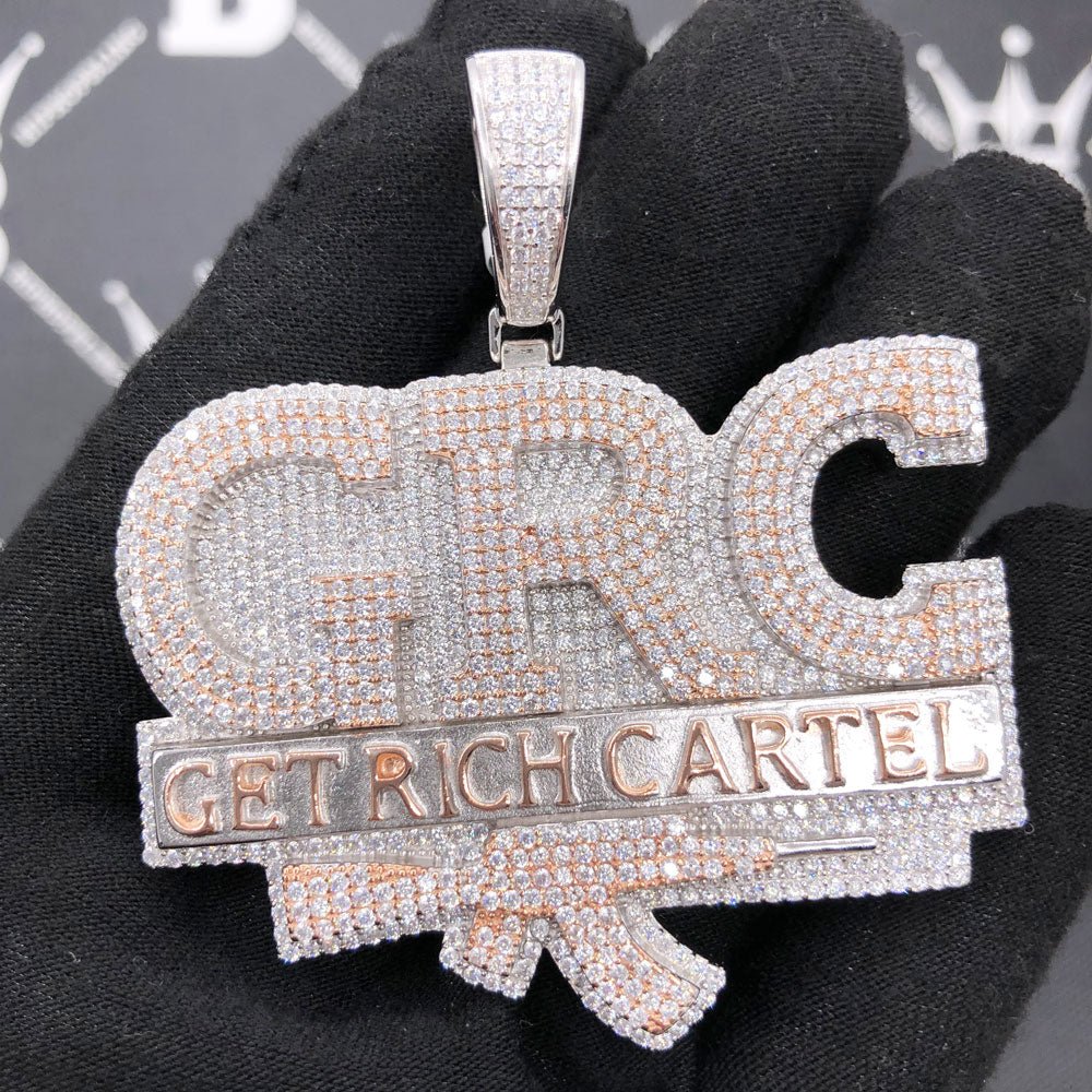 .925 Silver Get Rich Cartel VVS CZ Iced Out Pendant