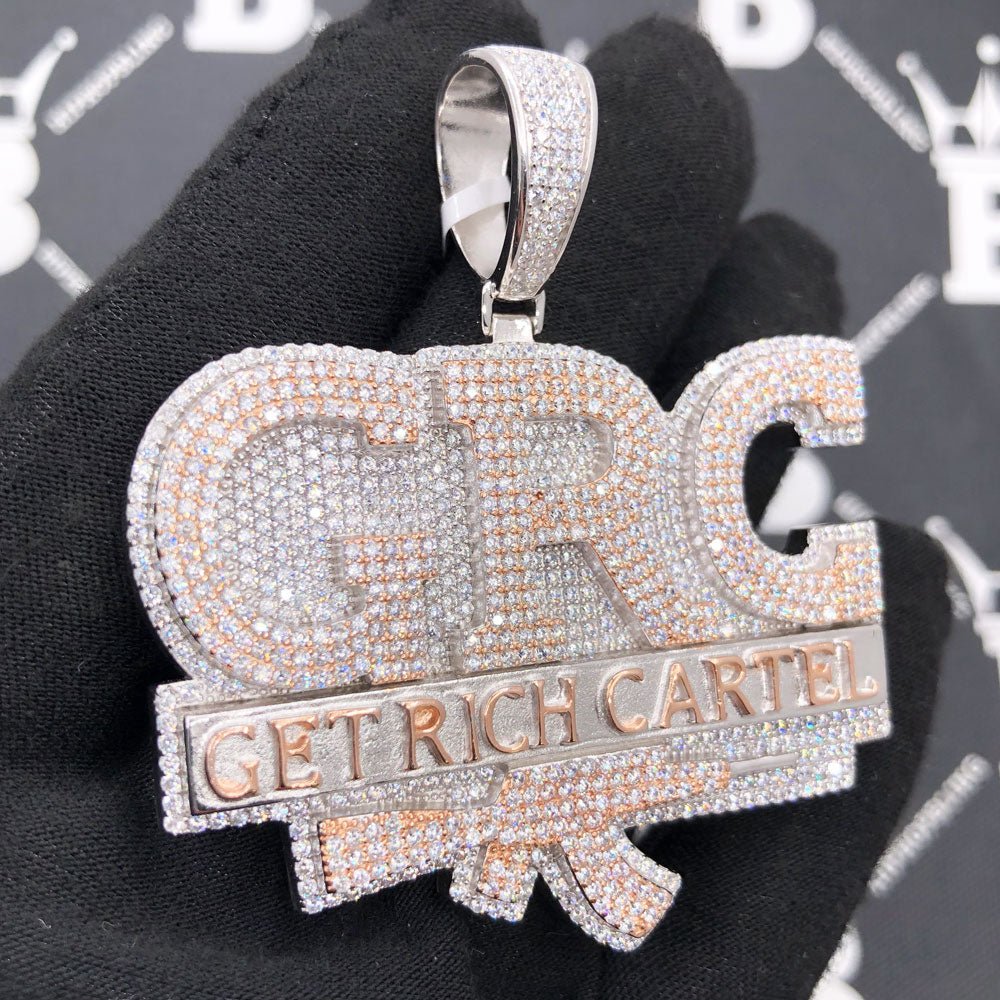 .925 Silver Get Rich Cartel VVS CZ Iced Out Pendant