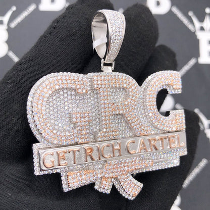 .925 Silver Get Rich Cartel VVS CZ Iced Out Pendant