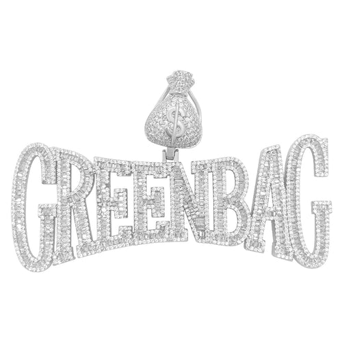.925 Silver GREENBAG CZ Iced Out Pendant