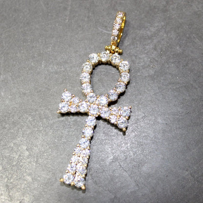 .925 Silver Hot Ankh CZ Bling Bling Cross