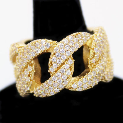 .925 Silver Miami Cuban CZ Hip Hop Bling Ring