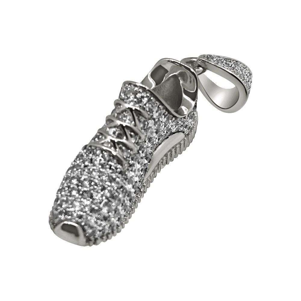 .925 Silver Mini 3D Shoe CZ Bling Bling Pendant