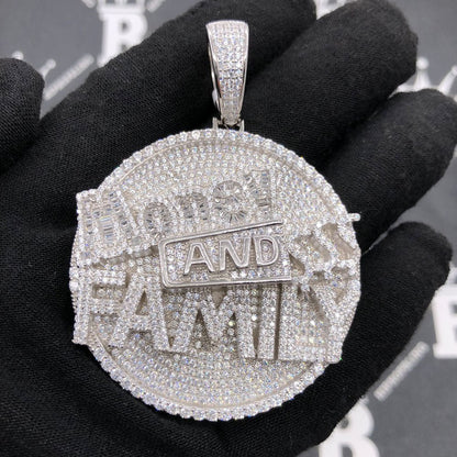 .925 Silver Money and Family $$$ VVS CZ Iced Out Pendant
