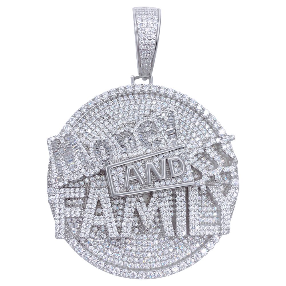 .925 Silver Money and Family $$$ VVS CZ Iced Out Pendant