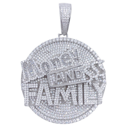 .925 Silver Money and Family $$$ VVS CZ Iced Out Pendant