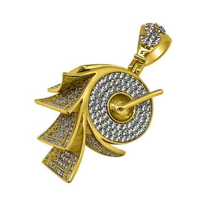 .925 Silver Money on a Roll Rhodium CZ Bling Bling Pendant