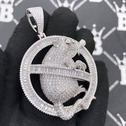 .925 Silver No Rats VVS CZ Iced Out Pendant