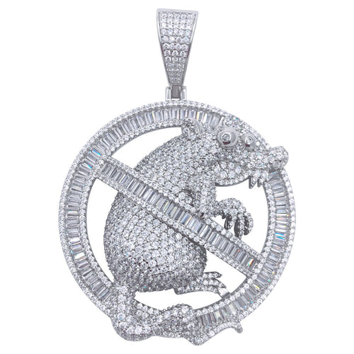 .925 Silver No Rats VVS CZ Iced Out Pendant