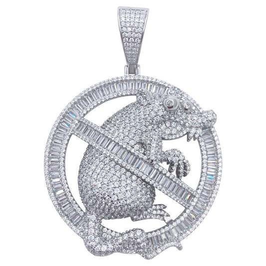 .925 Silver No Rats VVS CZ Iced Out Pendant