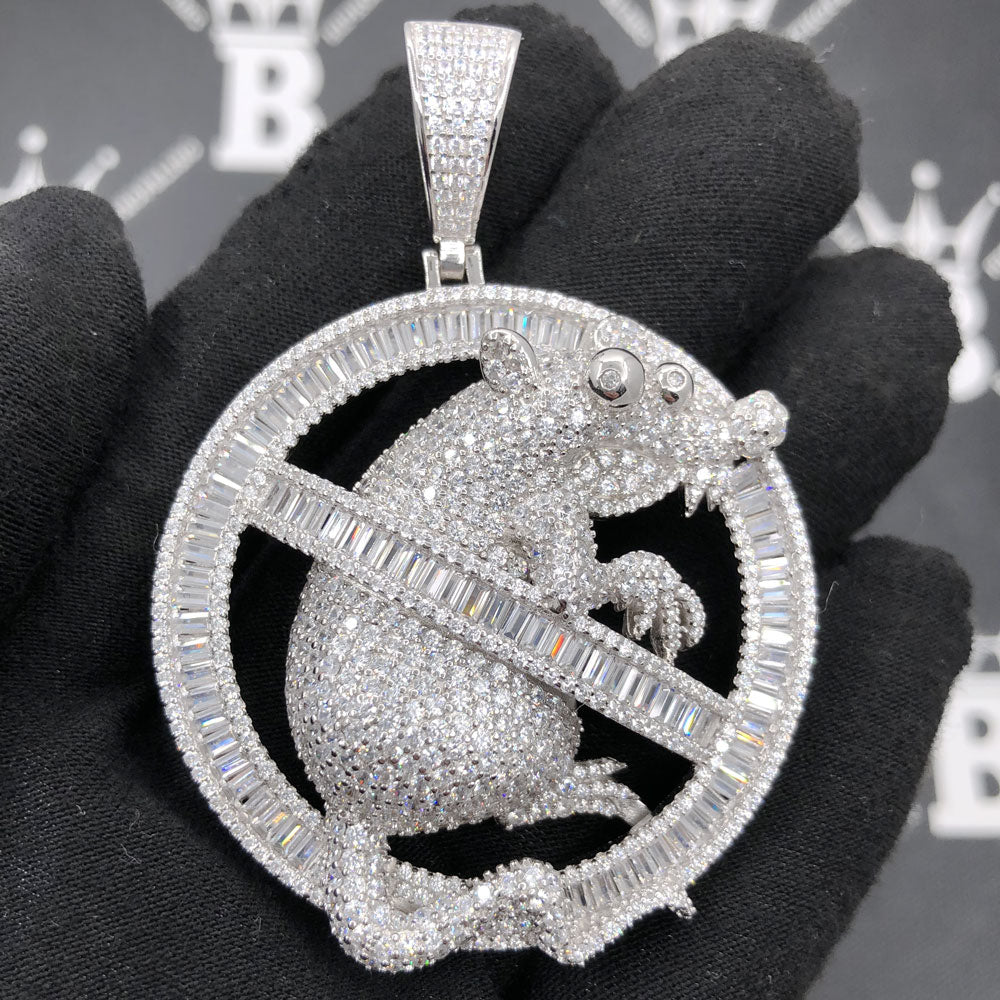 .925 Silver No Rats VVS CZ Iced Out Pendant