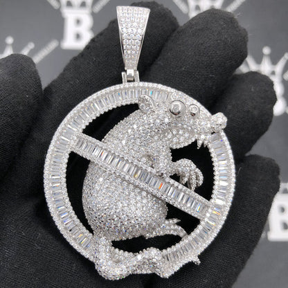 .925 Silver No Rats VVS CZ Iced Out Pendant