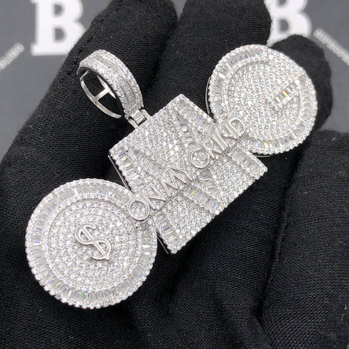 .925 Silver OMG On My Grind VVS CZ Iced Out Pendant