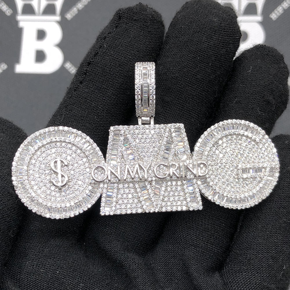 .925 Silver OMG On My Grind VVS CZ Iced Out Pendant