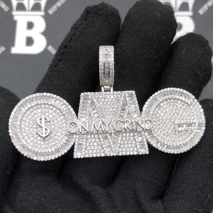 .925 Silver OMG On My Grind VVS CZ Iced Out Pendant
