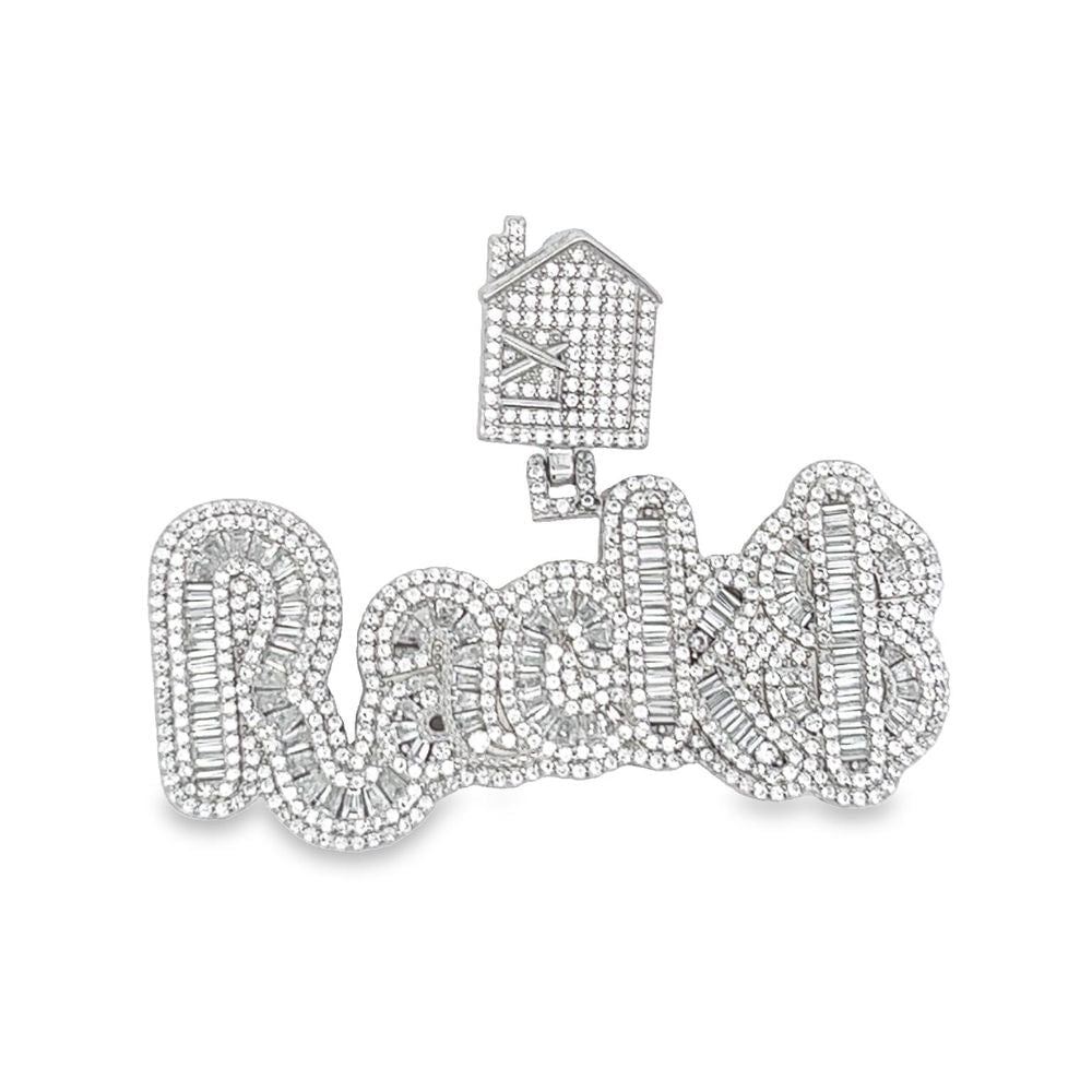 .925 Silver RACK$ Baguette CZ Iced Out Pendant