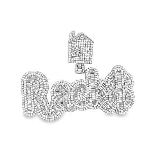 .925 Silver RACK$ Baguette CZ Iced Out Pendant