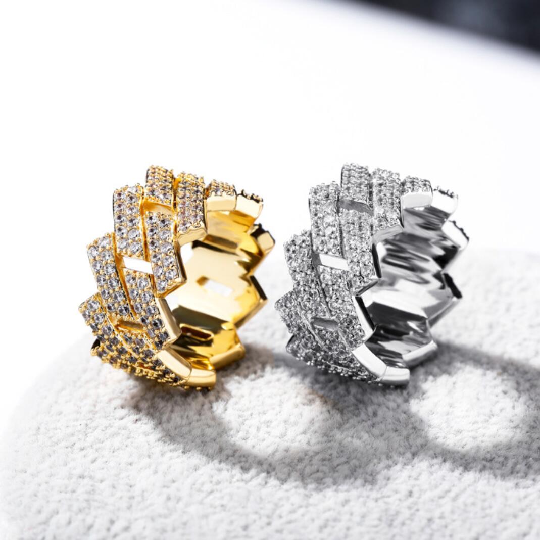 .925 Silver Sharp Cuban CZ Hip Hop Bling Ring