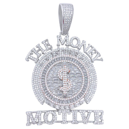 .925 Silver $ The Money Motive Baguette VVS CZ Iced Out Pendant