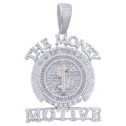 .925 Silver $ The Money Motive Baguette VVS CZ Iced Out Pendant