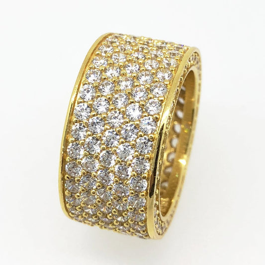 .925 Silver Thick 360 Eternity Band CZ Gold Bling Ring